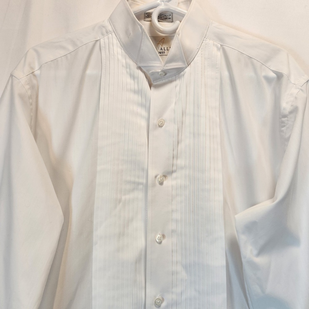 Neil Allyn Men`s Shirt Size L - 36/37 White Formal Tuxedo Pleated Front - Picture 4 of 7